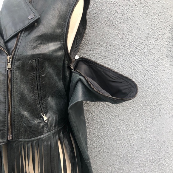 Please made in Italy leather jacket with fringe - Picture 8 of 9
